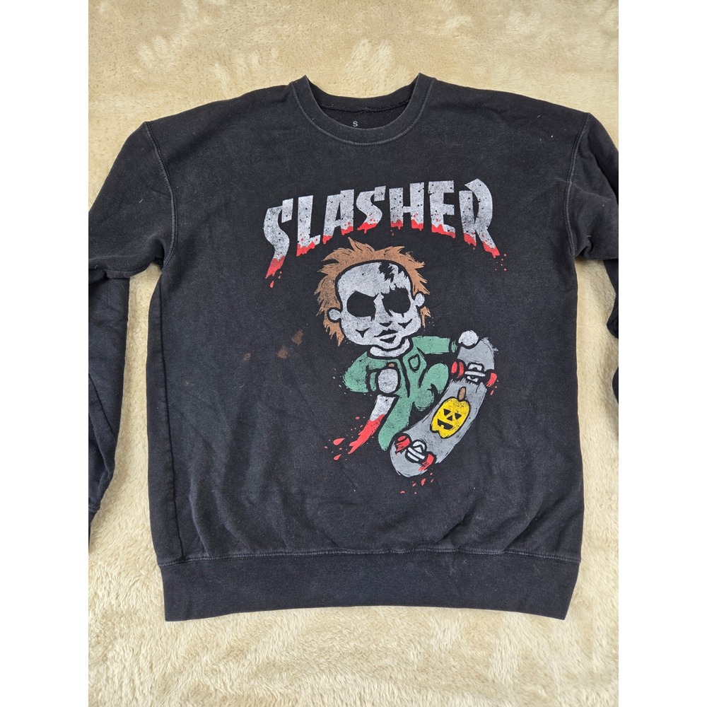 Halloween Slasher Michael Myers Skateboardβ Graphic Black Sweatshirt Size Small